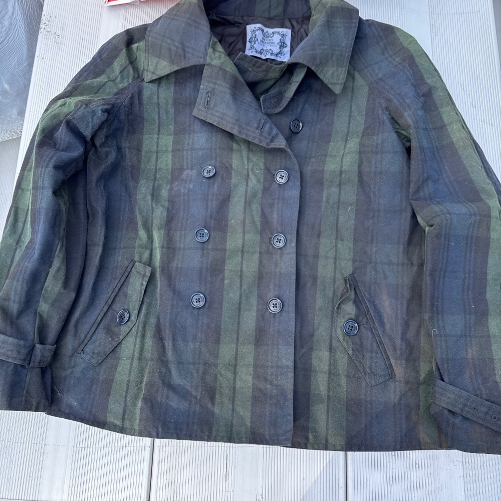 Brooks Brothers waxed tartan swing coat size 8